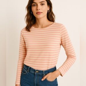 A.P.C Pink Striped Long Sleeve Top